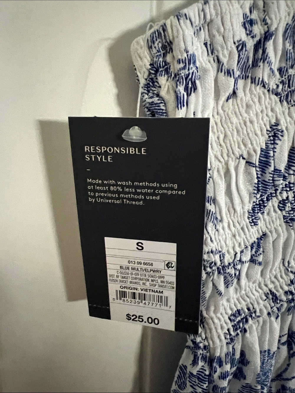 Universal Thread White Mini Dress with Blue Floral Print - small - Picture 2 of 4
